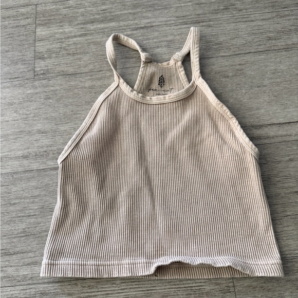 Free People Cream Ribbed Racerback Tank - Picture 3 of 4